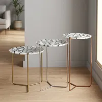 Tables d'appoint rondes modernes avec plateau en faux marbre et structure en métal, meubles de salon, table d'appoint décorative