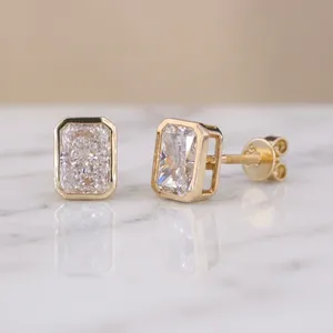 Pendientes de Oro Macizo con Moissanita de Corte Radiante D VVS, Diseño de Corazones, 1 Quilate, Joyería Fina de Moda, Regalo de Navidad - Product Image 3