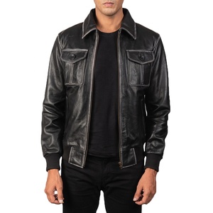 Premium Quality <b>Genuine</b> <b>Leather</b> <b>Jacket</b> <b>Men</b> Custom Logo Front Design Windproof Heated Plus Size Winter Fall Baseball Style - Product Image 3