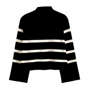 Men's New Autumn Winter 100% Pure <b>Wool</b> Sweater, Mock Neck Zipper Thick Striped Cashmere Knitted <b>Base</b> <b>Layer</b> - Product Image 1