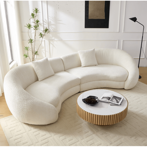 Canapé moderne élégant et incurvé en tissu polaire beige en peluche avec cœur d'amour 125.98 "W X 62.2" D X 29.92 "H pour le salon - Product Image 6
