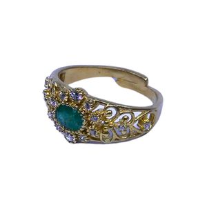 Wedding Wear 925 Sterling <b>Silver</b> Gold Plated Jewelry <b>Emerald</b> White Topaz Gemstone Women Wear Classic <b>Ring</b> - Product Image 4