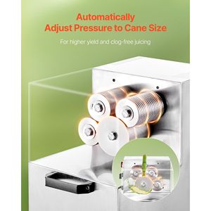 Spremiagrumi Elettrico Commerciale da 800W per Canna da Zucchero, Alta Produzione 661LBS/H con 4 Rulli in Acciaio Inossidabile e Motore come Componente Principale - Product Image 6