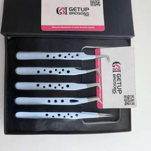 Pince à épiler professionnelle GETUP BROSONS IMPEX GBI pour extensions de cils, acier inoxydable bleu, antistatique, précision - Product Image 4