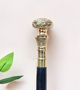 Canne de marche en bois avec poignée en métal ornée de fleurs, canne décorative pour hommes et femmes, style vintage - Product Image 1