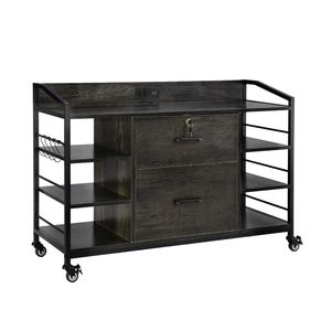"6-Shelf Wooden Lateral <b>File</b> Cabinet with Metal Frame & Locking <b>Drawers</b> for Secure Storage" - Product Image 1
