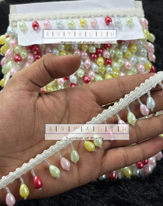 Adorno de encaje con cuentas y perlas de alta calidad para decoración de sarees, lehengas y vestidos de novia, y muchos más para decoración. - Product Image 6