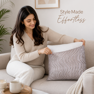 Modern Wave Embroidered Cushion Cover <b>Soft</b> Textured Fabric Decorative Lumbar Throw <b>Pillow</b> Case for Sofa LivingRoom Bedroom Decor - Product Image 4