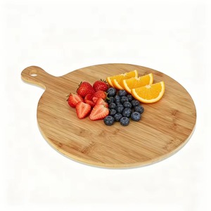 Planche à découper ronde en bambou avec poignée, épaisseur 1,5 cm, durable, compatible lave-vaisselle, pour servir, couper le fromage et la viande en cuisine - Product Image 2