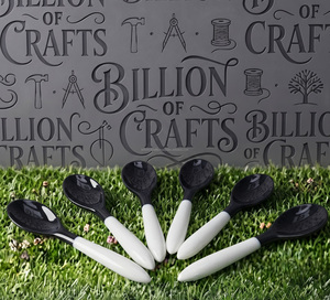 Premium <b>Black</b> and White <b>Epoxy</b> <b>Resin</b> Spoon Set with Decorative Handles High Quality Handmade Kitchen Serving Utensils - Product Image 6