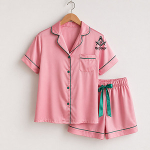 HMR Alfa |   Pijama de Seda Satinada para Mujer con Bordado Kapa |   Conjunto de Poliéster y Seda para Mujer con Bordado de Hermandad - Product Image 4