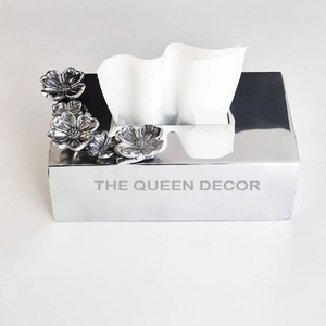 Shinny Polished Tissue Box Rectangle Shape Classic Look Stainless Steel Metal <b>Silver</b> Color Decoration Tissue Boxes - Product Image 1