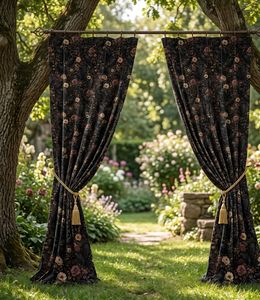 Black Ravens Velvet Or Blackout <b>Curtain</b> Each Panel Art Nouveau <b>Window</b> Drapes Luxury Bird Pattern Thermal Insulated Room - Product Image 2
