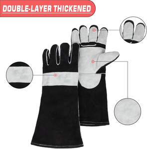 Most Popular <b>Long</b> Cuff Cowhide Split Leather Welder <b>Gloves</b> Industrial Work Gardening <b>Gloves</b> Heavy Duty Fire Proof Welding <b>Gloves</b> - Product Image 3