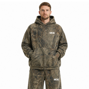 Custom Print Men's Street Style Real Tree Camo Oversized Tracksuit Set Drop Shoulder Camouflage Print Sweatshirt Heavy Fleece - Product Image 2