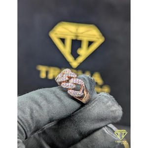 Bague cubaine en argent sterling 925 sertie de diamants Moissanite VVS de qualité supérieure, style hip-hop, bijoux de luxe par Trisha Jewels - Product Image 5