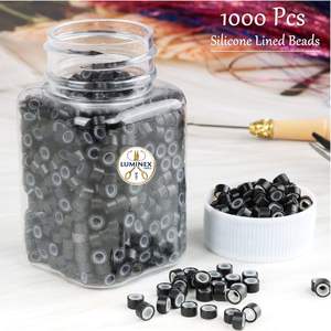 1000 unidades de extensiones de cabello de 5 mm con cuentas de acero inoxidable, anillos micro-enlazables con punta en I para extensiones de cabello - Negro - Product Image 3