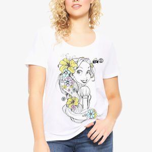 Camiseta de Algodón con Estampado Floral Blanco para Mujer, Cuello Redondo, Manga Corta, Informal, Verano, Corte Regular, Tejido Jersey Transpirable - Product Image 3