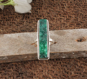 Natural Green Druzy Sterling <b>Silver</b> Classic Amethyst <b>Ring</b> Rectangle Raw Geode Stone <b>Statement</b> <b>Ring</b> for Women Wedding Party - Product Image 6