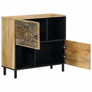 Armoire latérale en bois massif de mangue 31,5x13x29,5 pouces avec tiroir de rangement, design contemporain, mobilier moderne pour la maison - Product Image 4