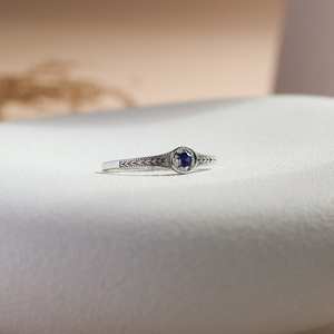 Anillo de rubí auténtico, plata de ley 925, chapado en oro de 14 quilates, rubí real, delicado, apilable, rubí de laboratorio, anillo de piedra de nacimiento, regalos para ella - Product Image 2