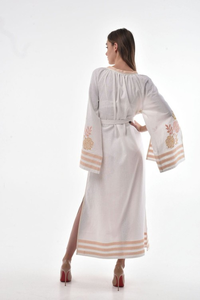 Bohemian Style Cotton Maxi Dress for Women Embroidered <b>Long</b> Ethnic <b>Kaftan</b> Dress with Flowy Sleeves - Product Image 2