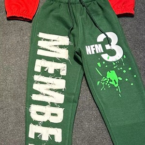 Members <b>3</b> Printed Cotton Sweatpants Unisex Drawstring Pants Red Black Green Gray Anti-Pilling Design - Product Image 2