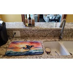 Estera de secado de platos Pelican Fiery Sunset de 14x21 ", escurridor de platos absorbente para encimera, alfombrillas y almohadillas multicolores para mostrador de cocina - Product Image 2