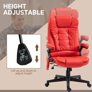 Sedia da Ufficio Massaggiante Riscaldata con 6 Punti di Vibrazione, Reclinabile, con Braccioli e Telecomando, in Materiale PU e Nylon - Product Image 5