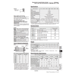 Modèle de cylindre sans tige pneumatique SMC CY1L20H-350B pièces pneumatiques - Product Image 3