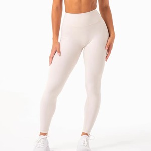 ชุดโยคะขายส่งแบบ OEM ชุดเซ็ต 2 ชิ้นสำหรับผู้หญิง กางเกงเลกกิ้งสีน้ำเงินเข้มเอวสูง พร้อมสายรัดเอวรูปตัวยูด้านหลัง - Product Image 5