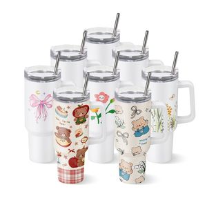 Set da 8 bicchieri termici in acciaio inossidabile da 40 oz con manico, a doppia parete, per sublimazione, con coperchi e cannucce, ordine all'ingrosso, inclusi coperchio e cannuccia per bicchiere - Product Image 1