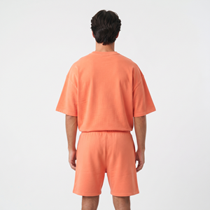 Conjunto deportivo de 2 piezas para hombre, camiseta de manga corta y pantalones cortos, color sólido, informal, holgado, para verano. - Product Image 4