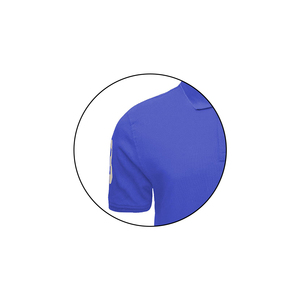 Polo de Manga Corta Azul Sólido para Hombre, Estilo Casual de Punto, Logotipo en la Manga Izquierda - Product Image 3