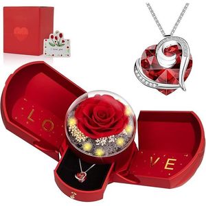 Collana con Rosa Rossa Vera Conservata, Fiori Eterni, Regalo di Compleanno per Donne, Set Regalo per le Feste - Product Image 3