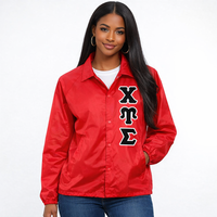 Veste coupe-vent en velours côtelé avec lettres grecques Chi Eta Upsilon, col montant, style entraîneur, imperméable, streetwear, logo frontal