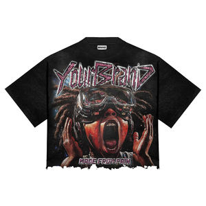 Camisetas para Hombre 100% Algodón con Logotipo Personalizado, Camisetas con Pedrería, Cuello Redondo, Estilo Urbano, Lavado Ácido, Camisetas con Estampado Gráfico para Hombre - Product Image 2