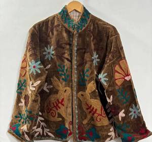 Wholesale Handmade Velvet Rabbit Embroidered <b>Jacket</b> <b>Women</b> Boho Winter Short Coat Cute Animal Floral Motif <b>Vintage</b> Ethnic Casual - Product Image 1