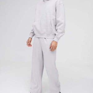 Unisex <b>White</b> Hoodie Tracksuit <b>Jogger</b> Sweatpants Set Casual Sportswear Solid Color Full Sleeve Lightweight Cotton Quick Dry - Product Image 5