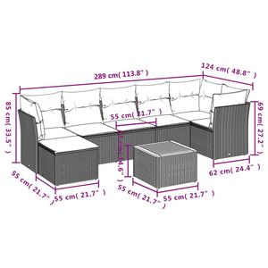 Set Divano da Giardino Moderno in Rattan PE Grigio, 6 Posti, Arredamento da Esterno con Coperture Rimovibili, Design Contemporaneo - Product Image 5