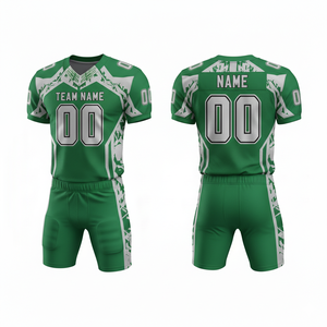 ชุดยูนิฟอร์มอเมริกันฟุตบอลแบบซับลิเมชั่นที่ปรับแต่งได้ พร้อมกางเกงขาสั้น ผลิตจากโพลีเอสเตอร์ 100% ระบายอากาศได้ดี พร้อมตำแหน่งโลโก้ด้านหน้า - Product Image 5