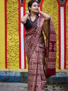 Sari traditionnel en soie artistique marron et crème à double bordure pour femme, longueur ras du sol, tenue de mariage, sari ethnique indien, séchage rapide - Product Image 3