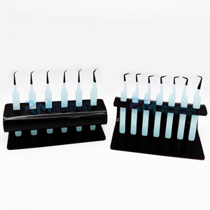 Pince à épiler de précision antistatique en acier inoxydable japonais, revêtement poudré bleu bébé, nouvelle version professionnelle RMI, pour extensions de cils, modèle diamant - Product Image 2