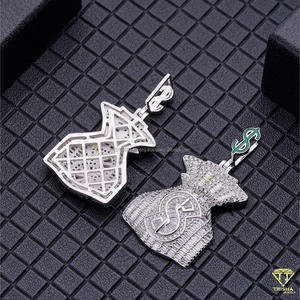 Colgante de Bolsa de Dinero con Diamante Moissanite VVS en Plata de Ley 925, Joyería Hip Hop - Product Image 4