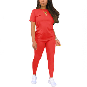 Ensemble t-shirt et leggings imprimés pour femmes, bleu, Stay Humble Hustle Hard, tenue d'été décontractée, col ras du cou, manches courtes, longueur complète - Product Image 4