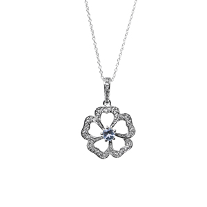 Conjunto de Joyería de Plata 925 con Flor y Gema Azul, Regalo para Mujer, para Bodas, con Aretes, Anillo, Pulsera y Colgante - Product Image 4