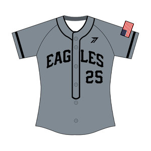 Maillot de softball gris pour femmes et filles, vente en gros, uniforme respirant, séchage rapide, logo personnalisé, numéro, toutes tailles, fabricant OEM - Product Image 1