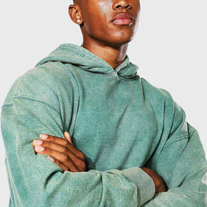 Sweat à capuche oversize délavé pour homme, couleur unie, en coton French Terry, style streetwear décontracté, coupe automne - Product Image 5
