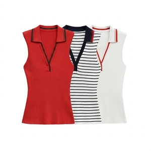 Wholesale Custom Logo Women's Golf <b>Top</b> Sleeveless Shirt Collar Sports Casual Vest Pullover Solid Color Tennis Tee Shirt Knitted - Product Image 6