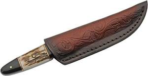 Cuchillo de Caza de Hoja Fija con Mango de Cuerno de Ciervo y Acero de Damasco, Cuchillo de Bolsillo para Camping de Espiga Completa - Personalizable OEM DIY - Product Image 5